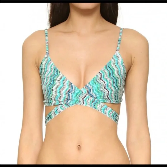 L space reversible wrap multicolor blue bralette bikini top Medium - Picture 1 of 6